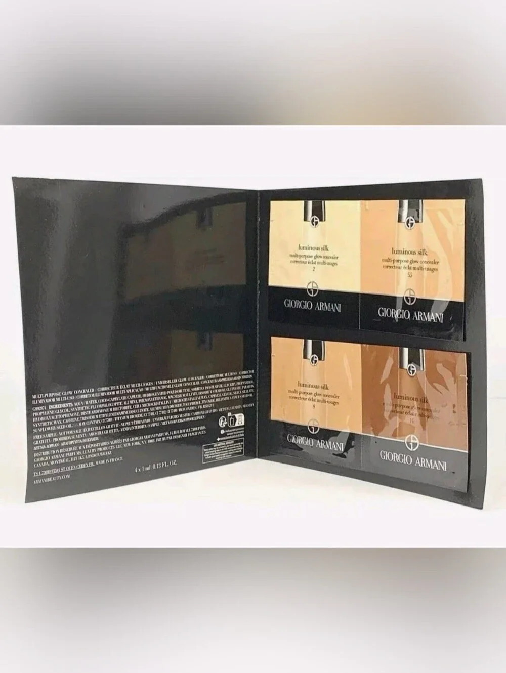 Giorgio Armani Luminous Silk Foundation Sachet Set — Black and Beige